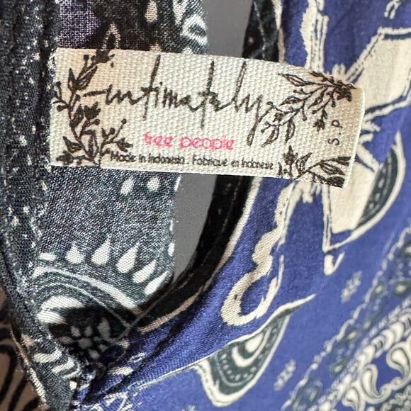 Intimately Free People Beaux Slip Dress Small Blue Bandanna Print Mini Boho - Picture 9 of 12